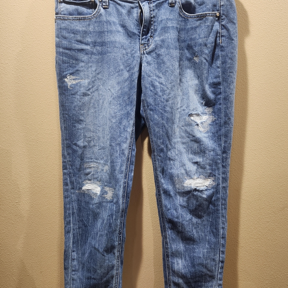 Girlfriend Collective Light Blue Distressed Boyfriend Jeans